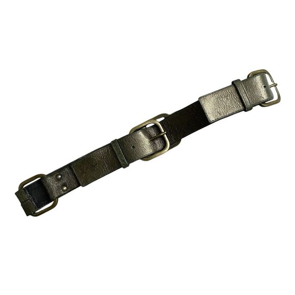 Vtg Suzi Roher Leather Belt Small Womens Green Metallic Brass Abel Canada 1.5\